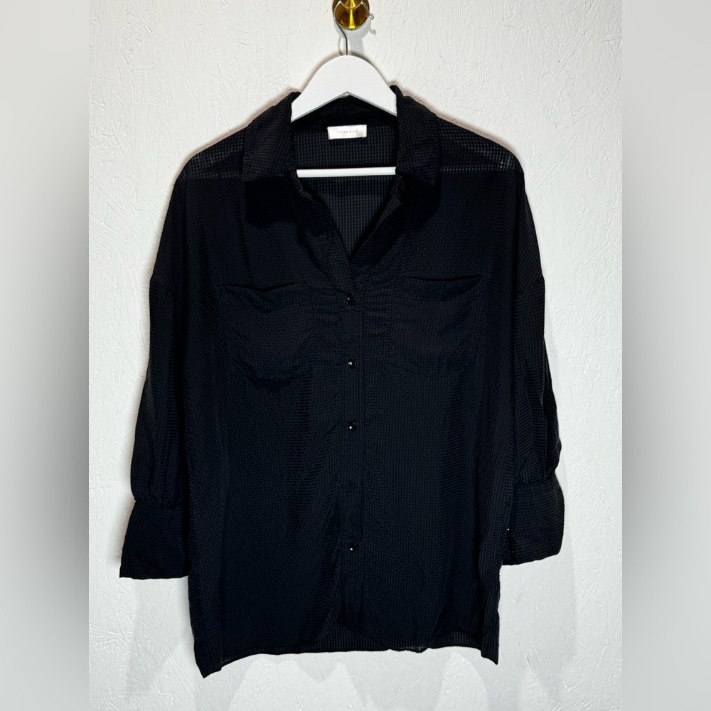 Anine bing‎ checkered black button up shirt